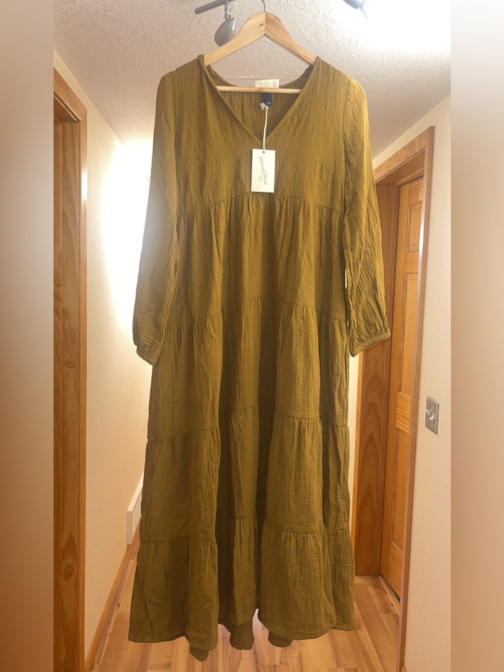 Universal Thread Tiered V-Neck Maxi Dress in ‘Coconut Husk’